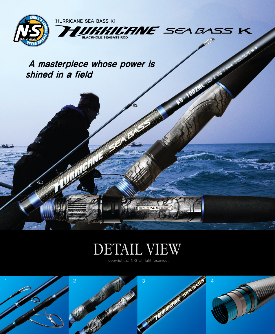 NS RODS BLACK HOLE SALTWATER SPINNING ROD HURRICANE SEA BASS K QUIDE 